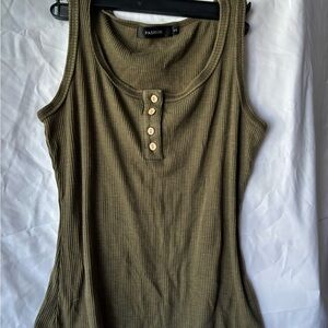 Olive Green Ribbed Tank Top